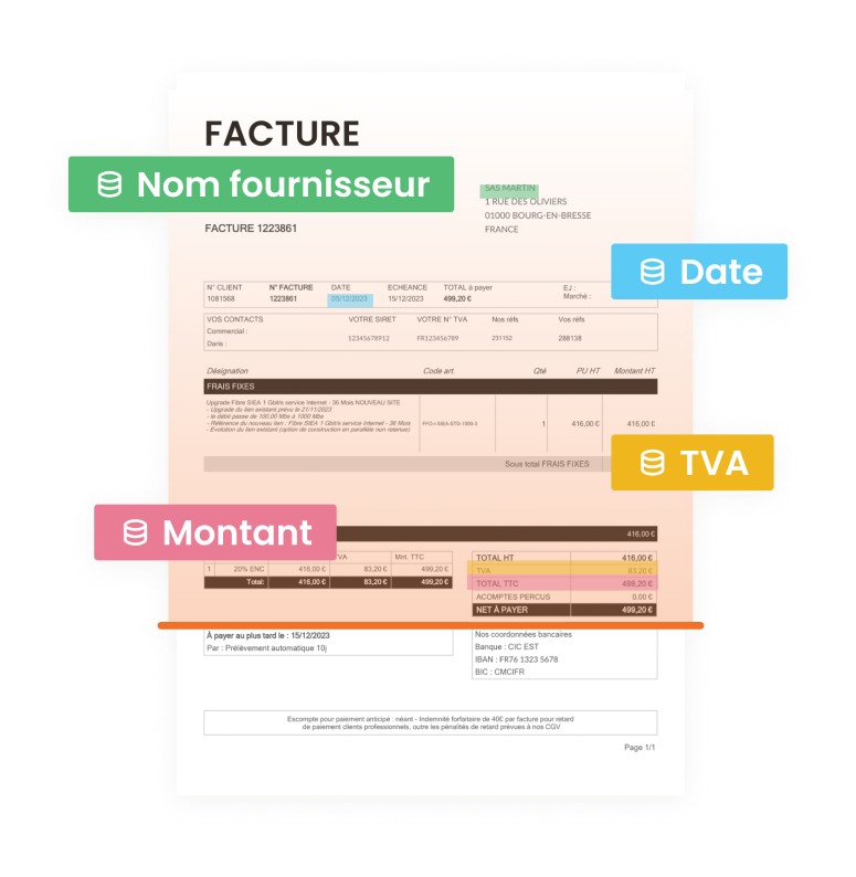 OCR N2F : extraction automatique fournisseur, date, TVA, montant