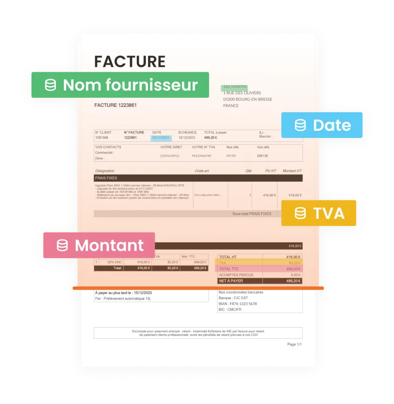 N2F OCR et extraction IA des factures fournisseurs