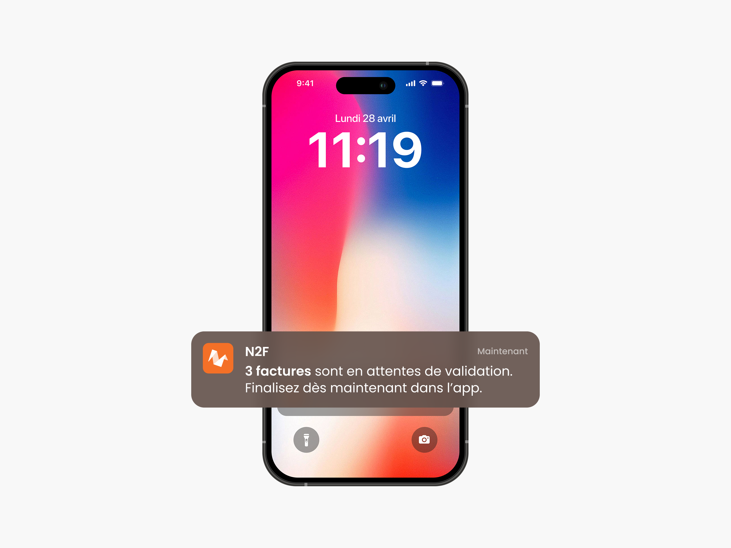 Notification push N2F, rappel de validation