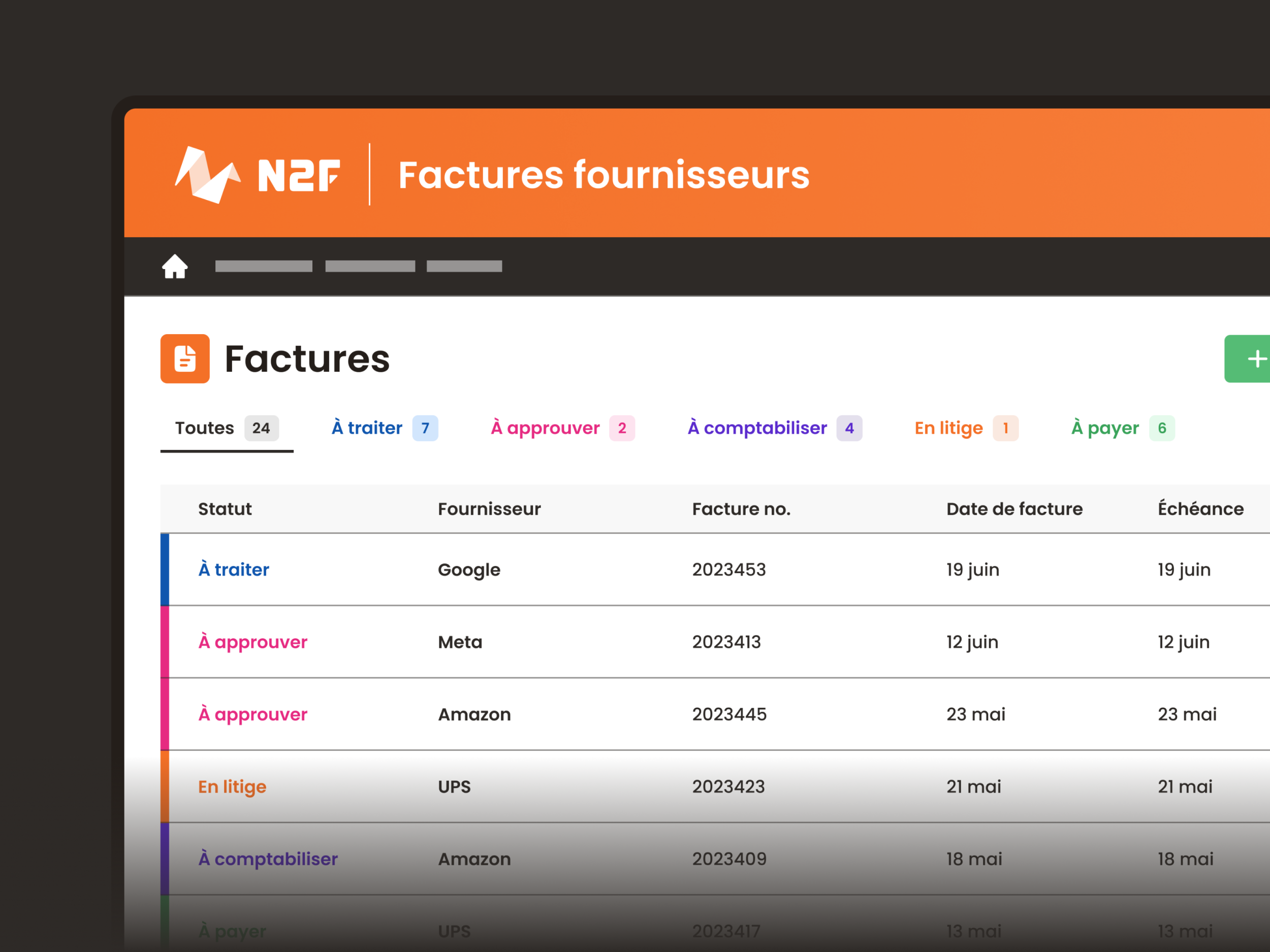 Gestion budgétaire — tableau de bord avec suivi des engagements par statut